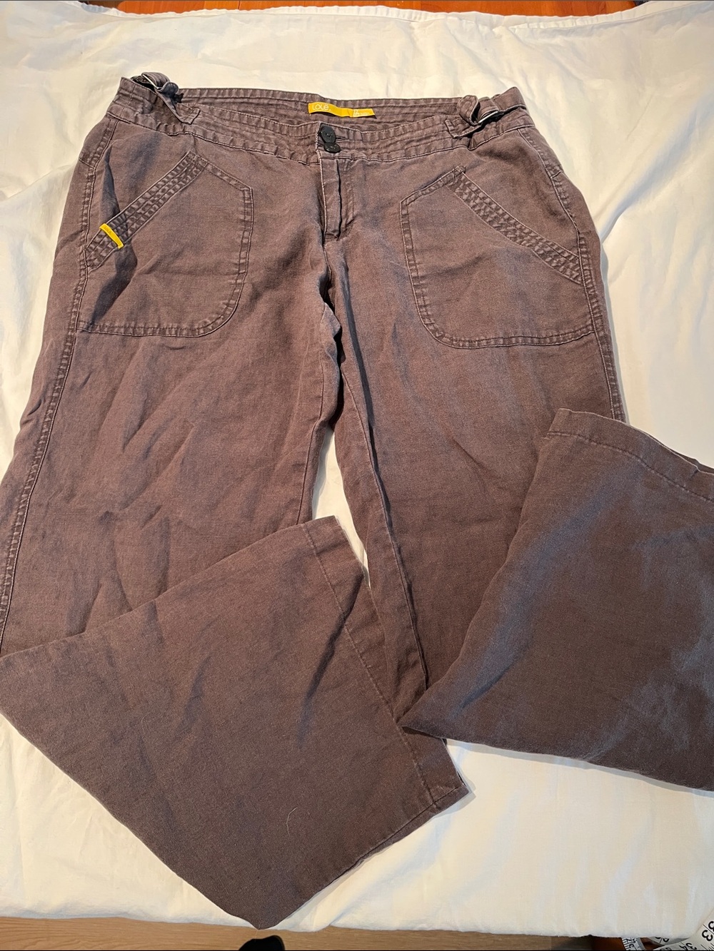 Linen Straight Leg Jeans in Washed Plum - Women's Size 12